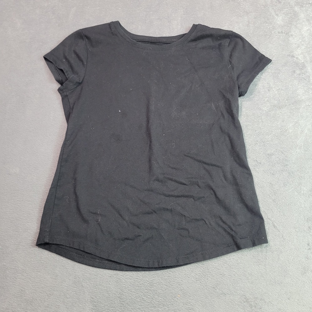Wonder Nation T-Shirt Kid Size M 7 Black Short Sleeve Crew Neck Curved Hem Basic